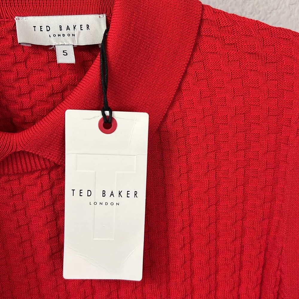Ted Baker Mia Knit Ribbed Skater Dress In Red Size 5/12 - Picture 11 of 16